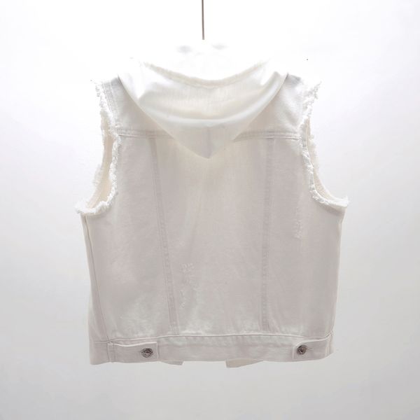 

fashion white hooded denim women summer plus size 5xl loose waistcoat sleeveless jacket coat casual short jeans vest female xnw2, Black;white