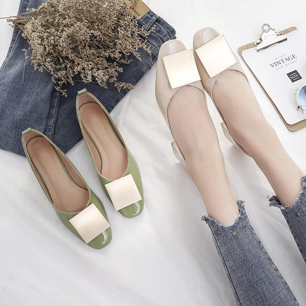 

dress shoes square buckle med-high heels woman slip on pumps mules female chunky tacones altos mujer, Black