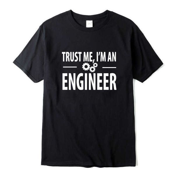 

100% cotton men t-shirts trust me, i am an engineer t shirts o-neck cool tees funny streetwear brand clothing t shirt men 210629, White;black
