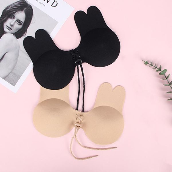 

bras push up bra strapless silicone sticky bandage black skin color self-adhesive invisible 2xl adhesive bw381, Red;black