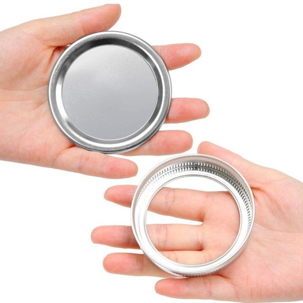 

storage bottles & jars 24pcs 70mm regular mouth round metal mason jar lid tinplate ring split-type canning pour spout lids mug glass cov