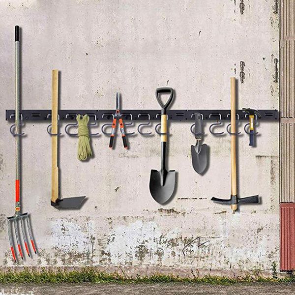 

hooks & rails 48 inch adjustable tool storage system 12 wall holder garage garden organizer