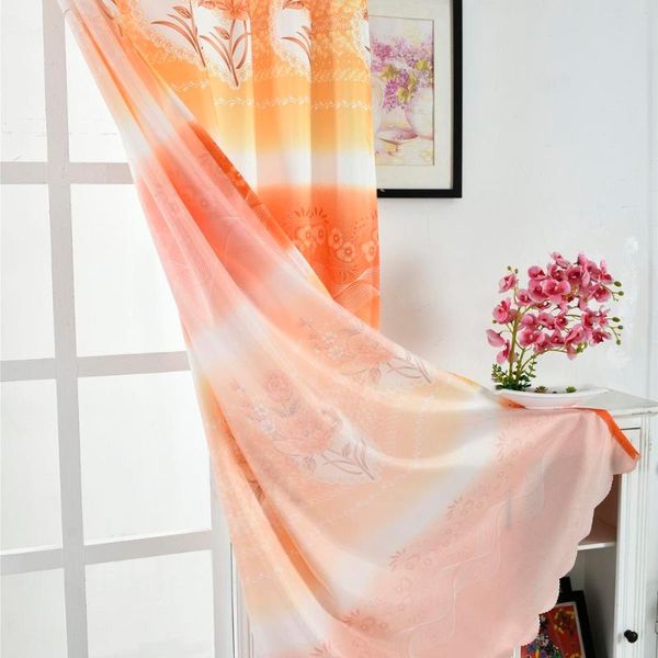 

100x200cm horizontal stripe rose flower curtain bedroom l drape window decor (orange)