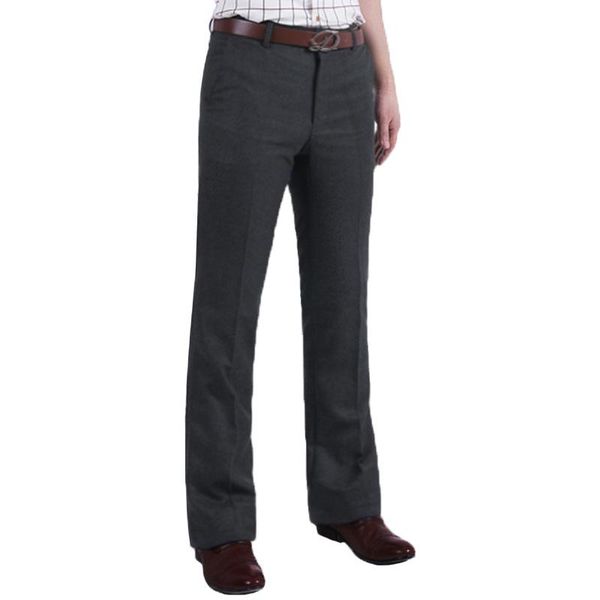 

men's suit pants micro-elastic fiared pants men's autumn and winter thick business casual woolen straight wide-leg trousers, Black