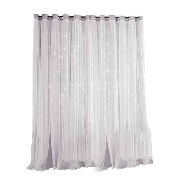 

curtain & drapes layers hollow out stars curtains double fabric and gauze blinds (grey)