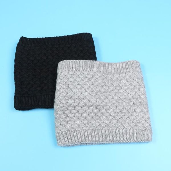 

2pcs autumn winter plush scarf color neck warmer circle scarf lanital lined neckerchief for men children (grey/black