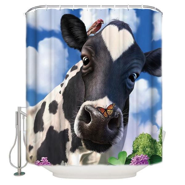 

shower curtains animal cow closeup curtain waterproof polyester bath
