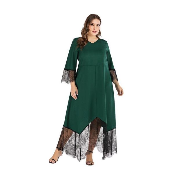 

plus size dresses lace dress long sleeves maxi women fashion autumn female african vestido evening big straight, Black