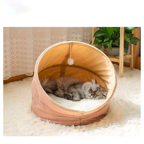 

cat beds & furniture autumn and winter warm litter removable washable net red bed pet deep sleep for cats dogs