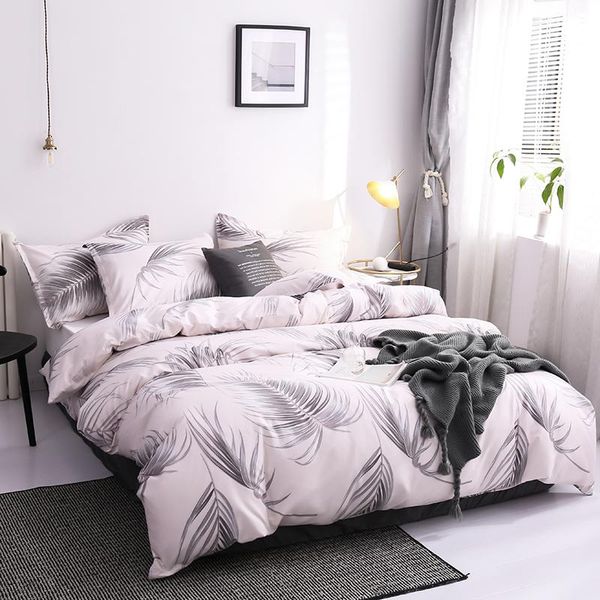 

bedding sets nordic duvet cover set  king size luxury leaf printed euro bed linen for single double geometry