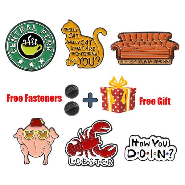 

pins, brooches comedy friends enamel pins custom chicken lobster sofa cat letter brooch bag lapel pin cartoon cute badge jewelry kids for gi, Gray