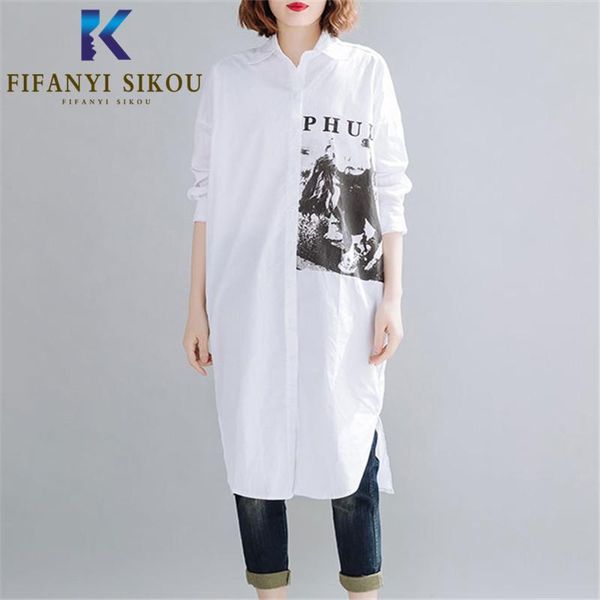 

oversized white long shirt women spring fashion print long sleeve shirts womens and blouses loose casual korean blouse