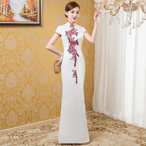

women slim ed a long cheongsam evening qipao fashion chinese style vestido clothes kypx, Blue;red