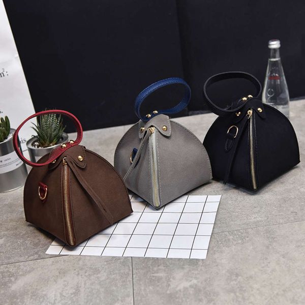 

hbp fashion new women's in autumn and winter of 2021 korean version fashionable frosted triangle color contrast single shoulder bag min