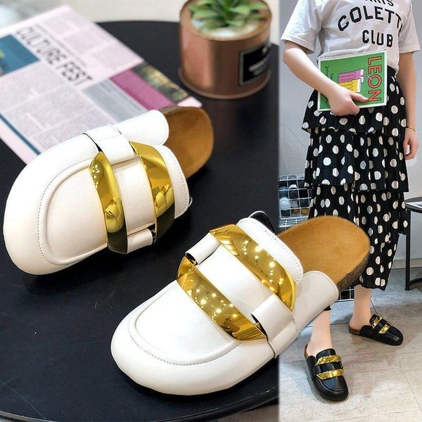 

slippers baotou half women's wear style 2021 summer thick soled casual one foot lazy sandals, Black