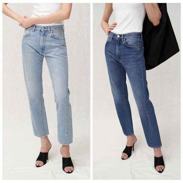 

women's jeans toteme2021 spring urban leisure cotton straight tube trousers thin factory wholesale, Blue