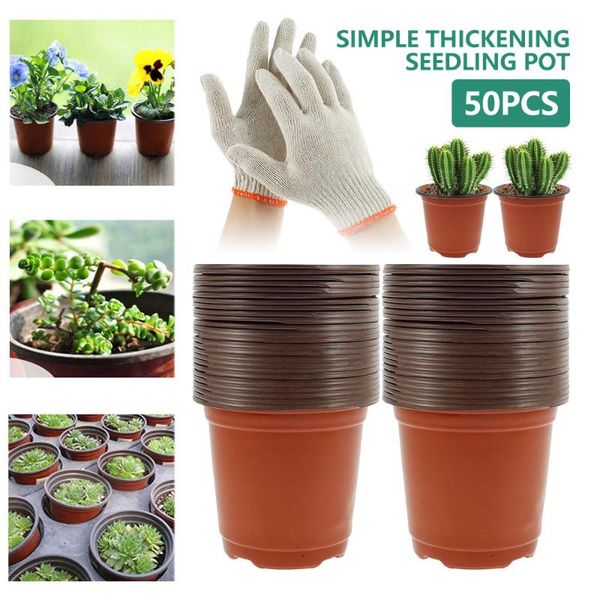 

planters & pots 50pcs 100mm plastic grow box fall resistant seedling tray for home garden plant pot nursery transplant flower