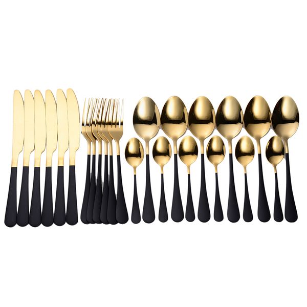 

tablewellware cutlery set 24 pieces tableware set stainless steel cutlery box forks knives spoons kitchen dinnerware set gold