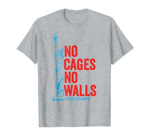

no cages no walls | fence resist protest | close the camps t-shirt, White;black