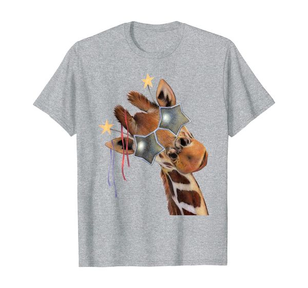 

good time giraffe wearing star sunglasses party animal t-shirt, White;black
