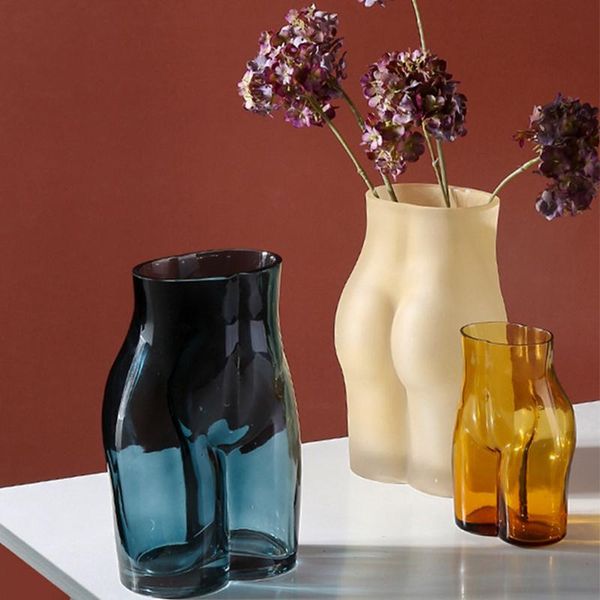 

glass vases transparent body art bust statue desk decor ornaments flower arrangement painted glazed vase home decoration modern