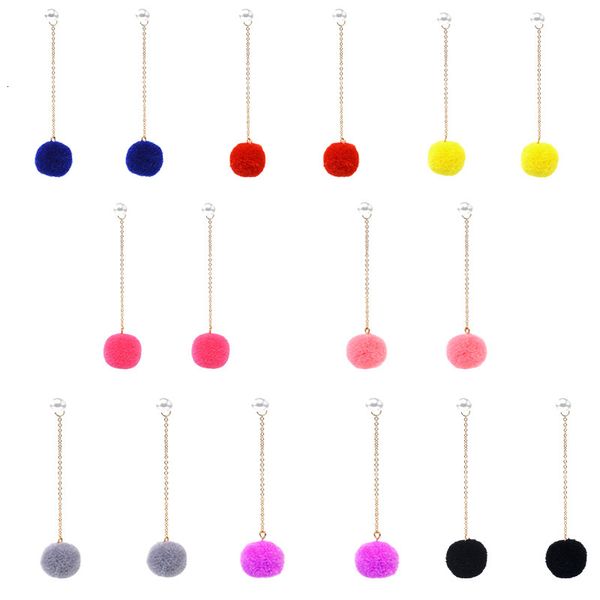

jewelry fashion hair ball pearl tassel earrings, Silver