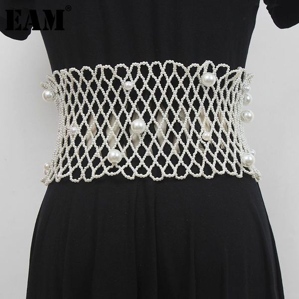 

belts [eam] temperament pearl hollow out wide belt personality women fashion tide all-match spring autumn 2021 1dd8907, Black;brown