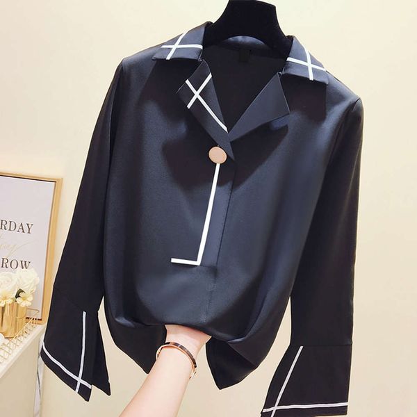 

spring 2021 new loose shirt female hong kong style chiffon professional long sleeve design sense niche top, White