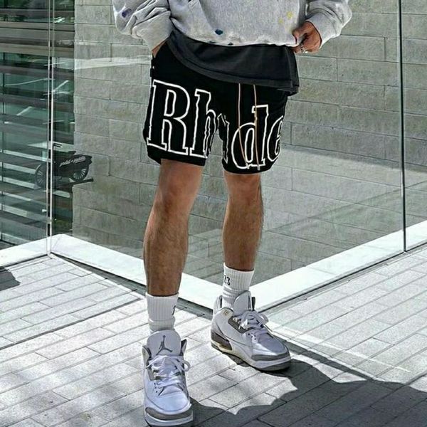 

rhude shorts men women fashion casual reflective skateboard hip hop beach rhude pocket zipper shorts, White;black