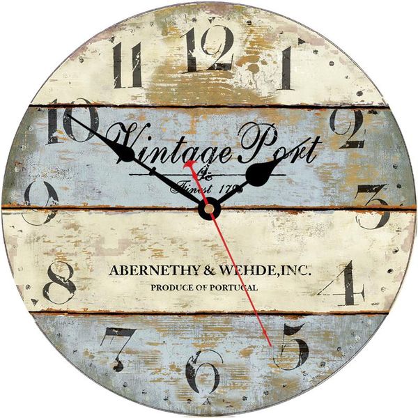 

wall clocks 16 inch, white rustic wooden pattern clock green and stripe chic silent battery operated vintage part hanging
