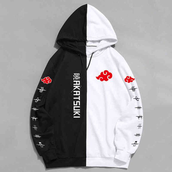 

2021 new double color hoodie fashion akatsuki print pullover sweatshirt xs-4xl large size anime men women hoodies, Black