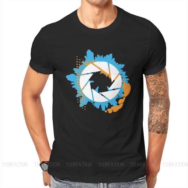 

men's t-shirts portal chell video game abstract aperture logo tshirt classic grunge tees large cotton o-neck t shirt, White;black