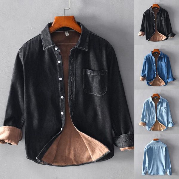 

men's jackets ly warm winter casual jacket shirt cotton with flanel lining for men indoor outdoor every day dod886, Black;brown
