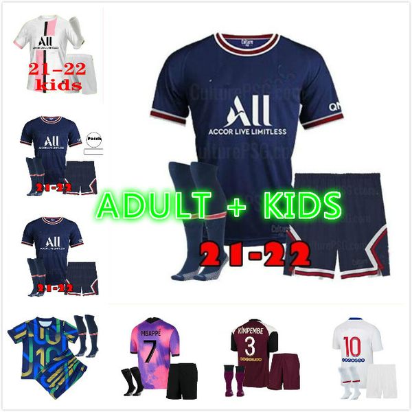

kids kit 21 22 paris messi sergio ramos soccer jerseys hakimi icardi mbappe marquinhos 2021 2022 verratti di maria kimpembe florenzi maillot, Black;yellow