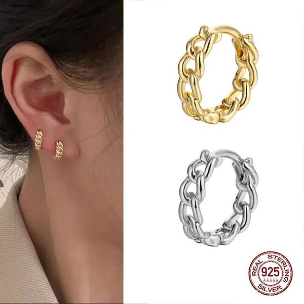 

hoop & huggie 925 sterling silver earrings for women small 2021 trend vintage korean fashion teens, Golden;silver