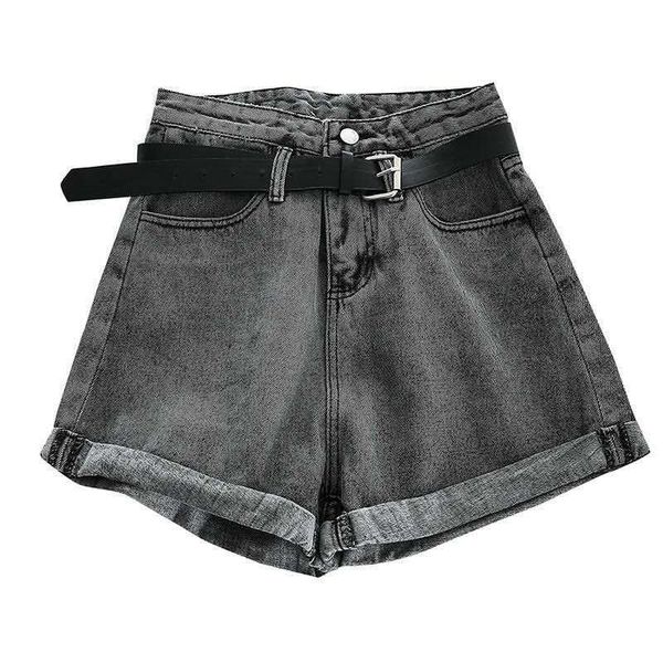 

maternity bottoms denim shorts female high waist korean version of the tide summer 2021 outer wear was thin and loose a word wide leg curled, White