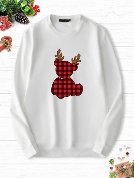 

men christmas bear print pullover l3z6#, Black