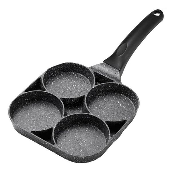 

4-hole omelet pan for burger eggs ham pancake maker frying pans non-stick no oil-smoke breakfast grill wok cooking pot-abux1