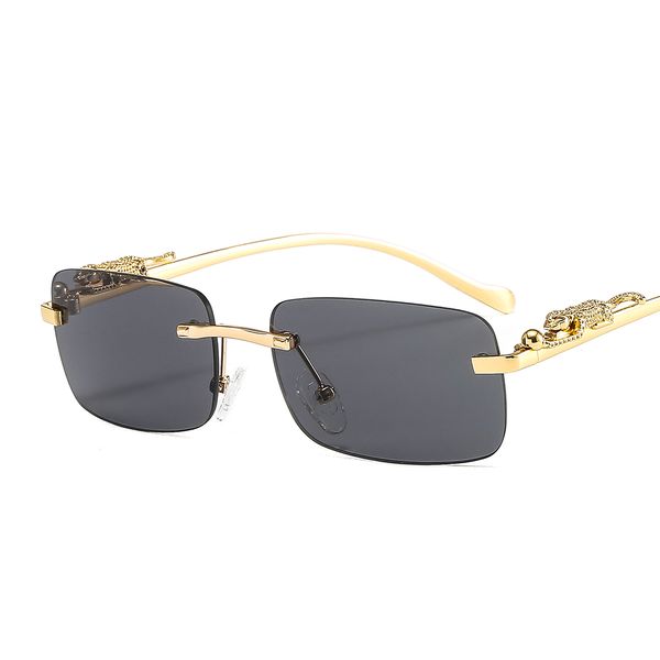 Rayben Sonnenbrille Cheetah Dekoration rahmenlose quadratische Sonnenbrille Farbe Männer und Frauen Retro Leopardenkopf Metall Sonnenbrille grenzüberschreitender Großhandel 2572