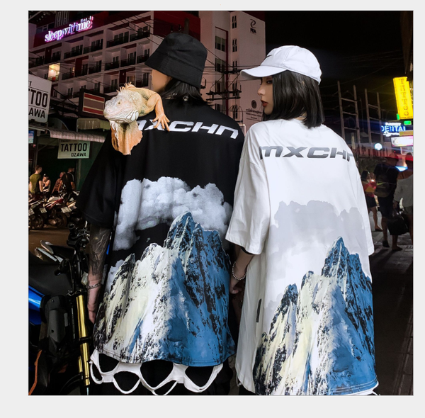

high street lovers summer short-sleeved t-shirt men's loose european and american half sleeves kg-64, White;black