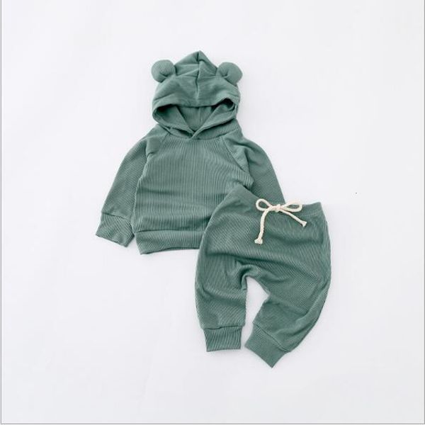 

new 2021 spring newborn clothes infant boys girls hoodie baby solid tracksuit children clothing set htpu, White