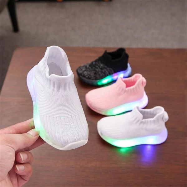 

athletic & outdoor size 21-30 baby anti-slippery luminous sneakers for girls wear-resistant children casual shoes boys led light up, Black