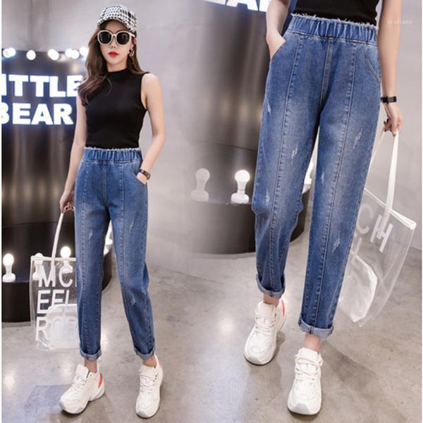 

jean woman high waist jeans boyfriend for women with push up large size ladies denim 5xl 2021 women's, Blue