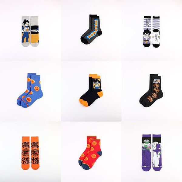 

men's socks vegeta cartoon women's cotton trendy brand, Black