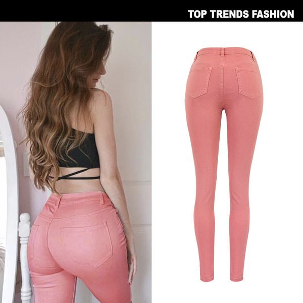 

autumn high waist jeans elastic pencil pants women fashion slim skinny stretch long denim trousers women, Black;white