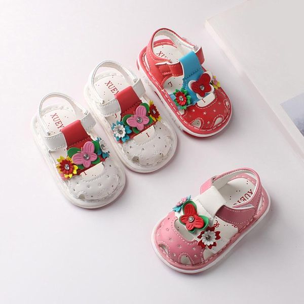 

sandals summer fashion girls princess shoes hollow flowers baotou soft bottom baby toddlers sole, Black;red