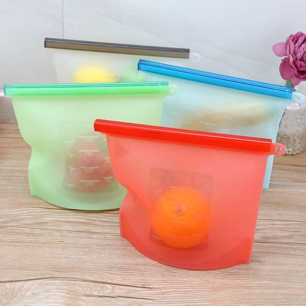 

storage bags reusable silicone bag freshkeeping pouch airtight seal preservation bag1000ml