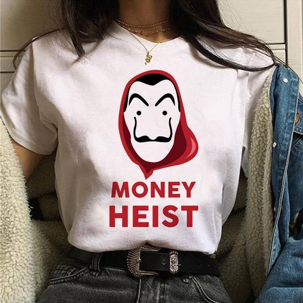 

o neck paper house women t shirts money robbery la casa de pappel funny casual clothes summer, White