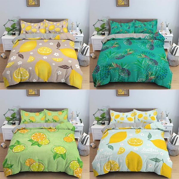

bedding sets fruit pattern limon pineapple orange duvet cover bed linen pillowcase set twin//king size for kids bedroom