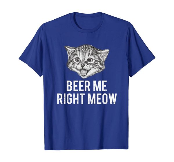 

Beer Me Right Meow Cute Cat Drinking Pun Funny Gift T-Shirt, White;black